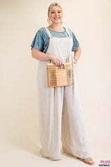 Wide Leg Oatmeal Overalls