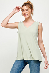 Solid Rib V-Neck Tank