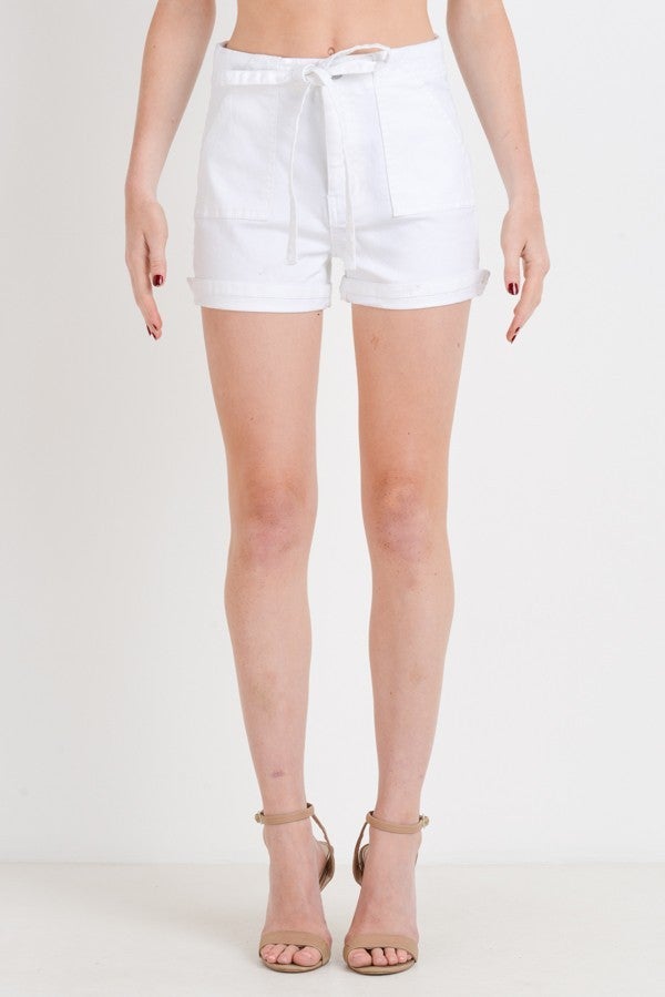 High Waist Shorts with Self Belt