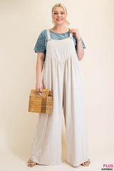 Wide Leg Oatmeal Overalls